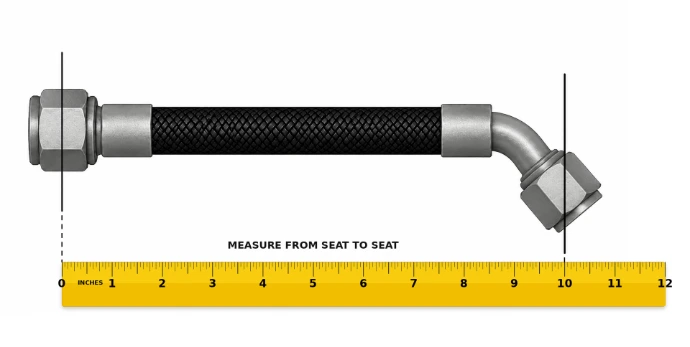 How to measure a straight to 45 degree hose assembly