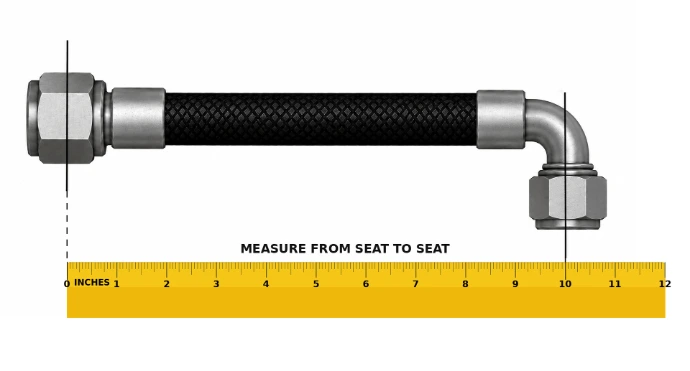 How to measure a straight to 90 degree hose assembly